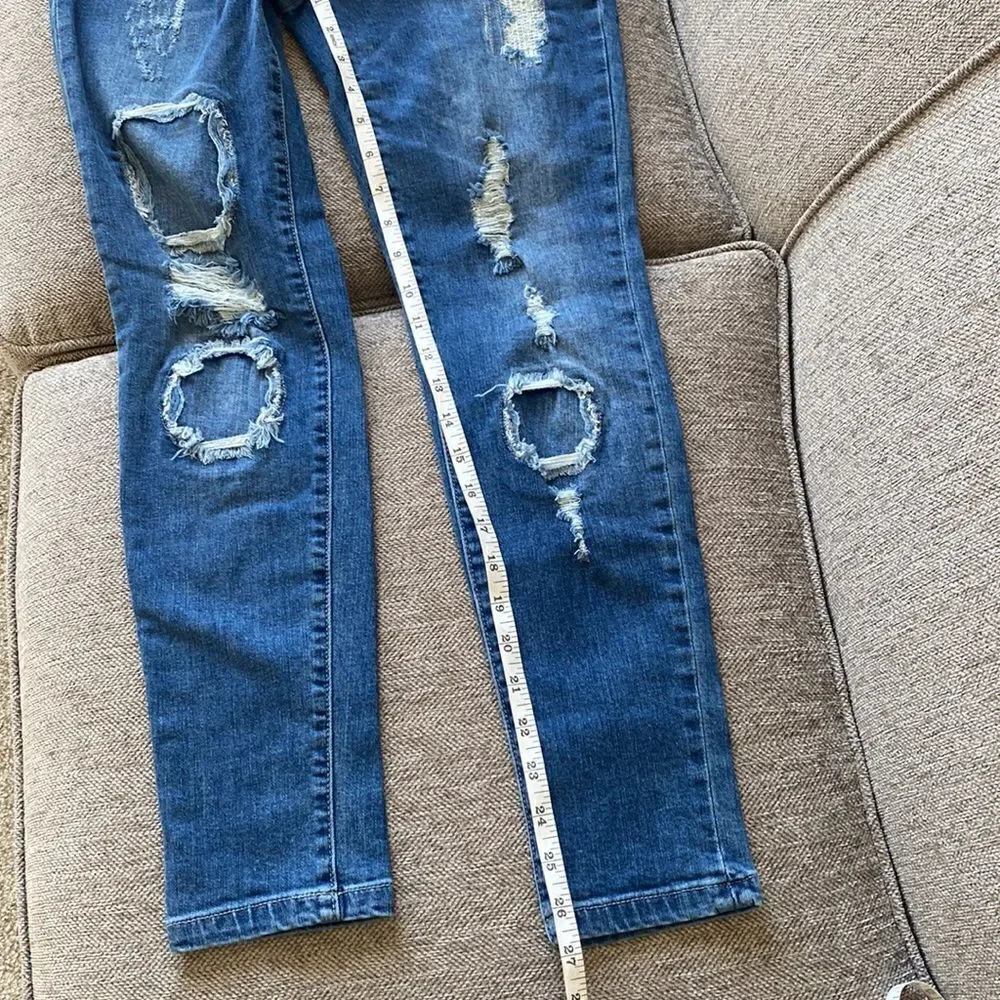 Sanctuary Denim Women’s Mid-Waisted Distressed Skinny Jeans Med Wash Size 27